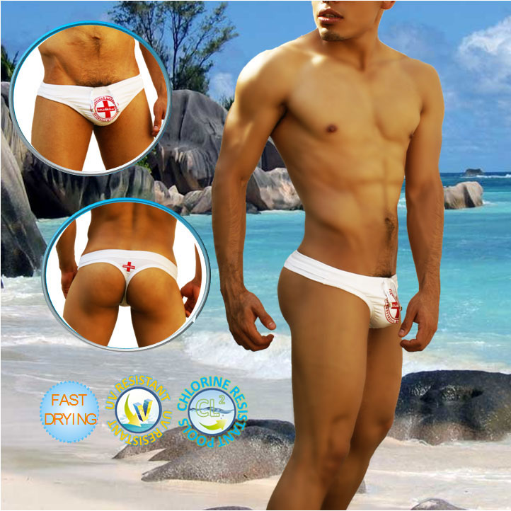 Icker Sea Lifeguard Tanga Thong Swimwear White COB-14-LTW02 - DealByEthan.gay loves Icker Sea