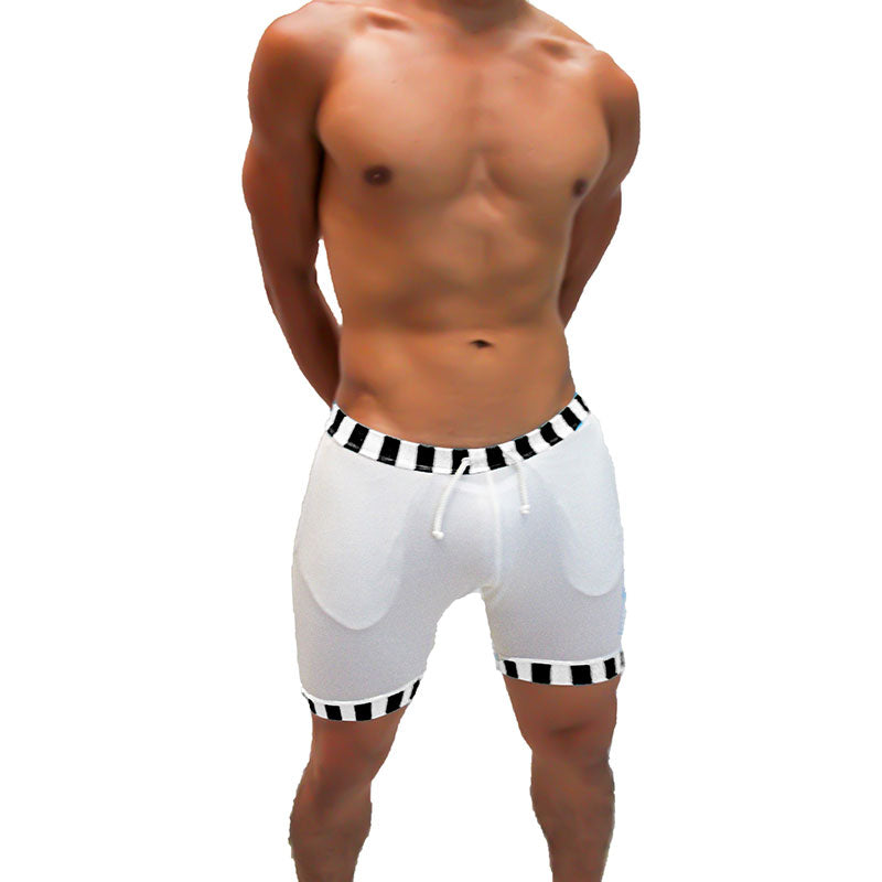 Icker Sea Lines Candy Stripe Trim Shorts & Jock Brief Underwear Black SHR-21-01 - DealByEthan.gay loves Icker Sea
