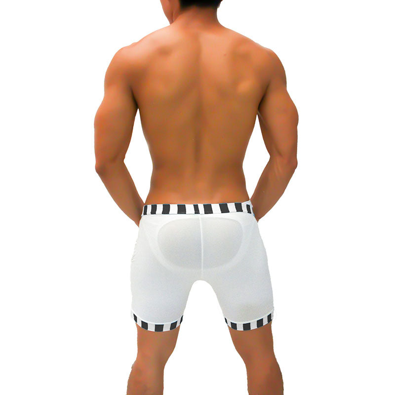Icker Sea Lines Candy Stripe Trim Shorts & Jock Brief Underwear Black SHR-21-01 - DealByEthan.gay loves Icker Sea
