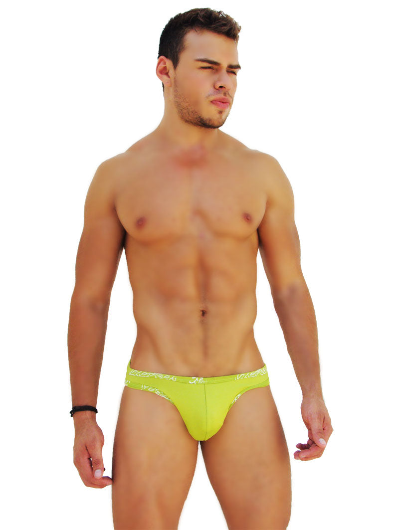 Icker Sea Logo Trim Kiss My Ass Slip Bikini Underwear Green COI-14-GREEN-02 - DealByEthan.gay loves Icker Sea