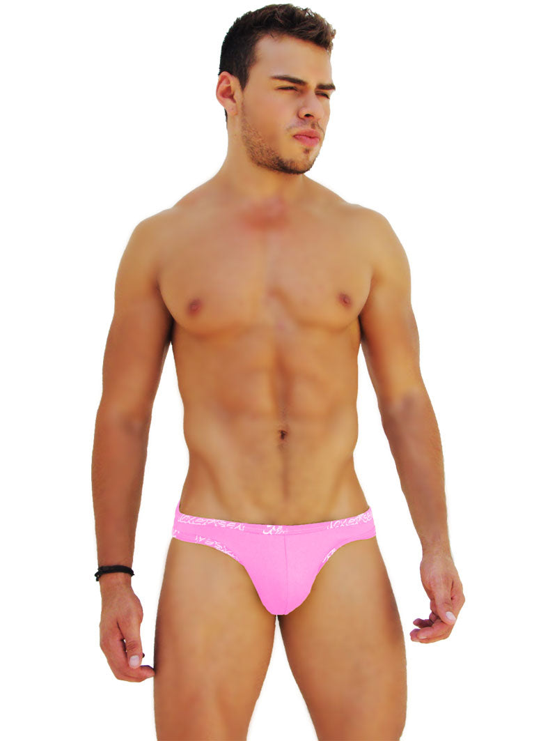 Icker Sea Logo Trim Kiss My Ass Slip Bikini Underwear Pink COI-14-PINK-02 - DealByEthan.gay loves Icker Sea