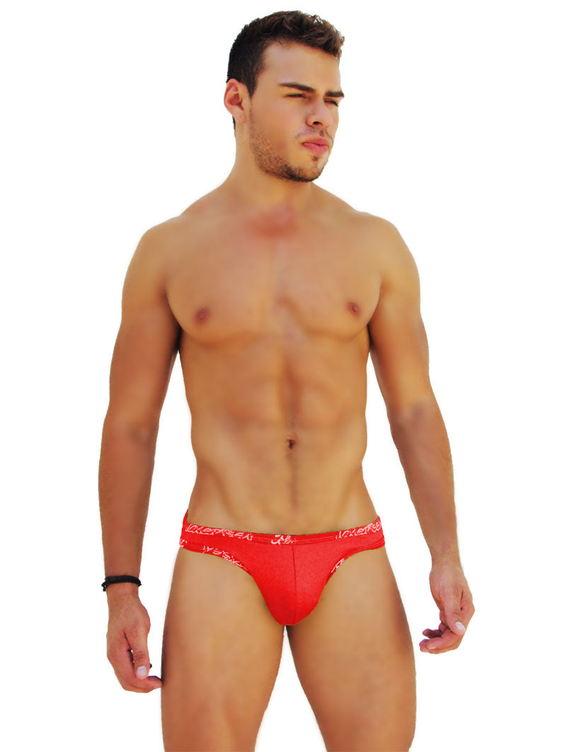 Icker Sea Logo Trim Kiss My Ass Slip Bikini Underwear Red COI-14-RED-02 - DealByEthan.gay loves Icker Sea