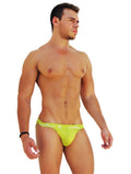 Bright lime green icker sea logo trim microslip bikini underwear with subtle white logo trim on waistband
