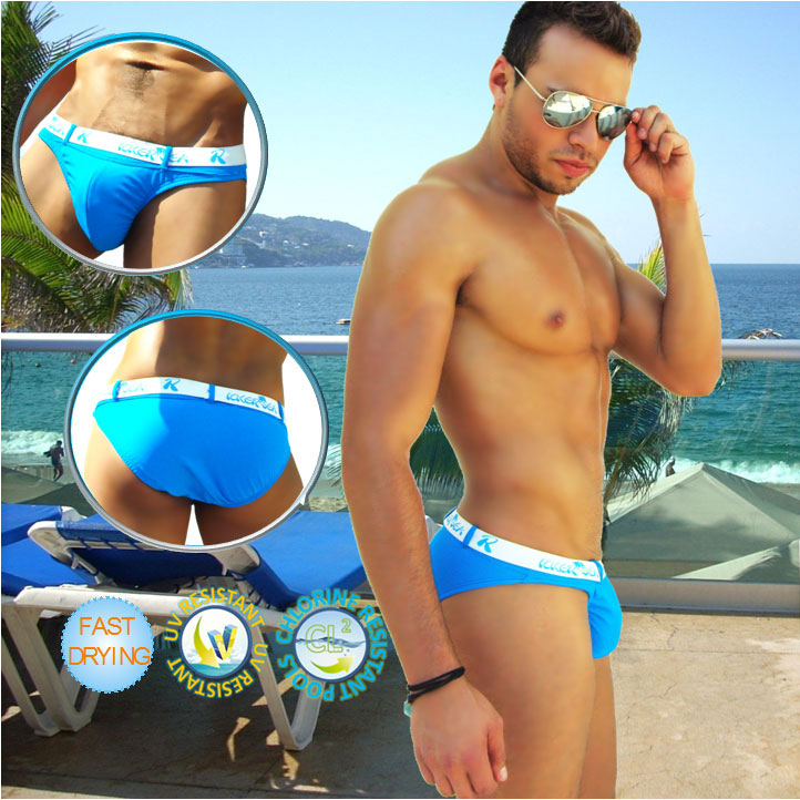Icker Sea Sailor Belted Logo Slip Bikini Swimwear Blue/White COB-14-MS03 - DealByEthan.gay loves Icker Sea