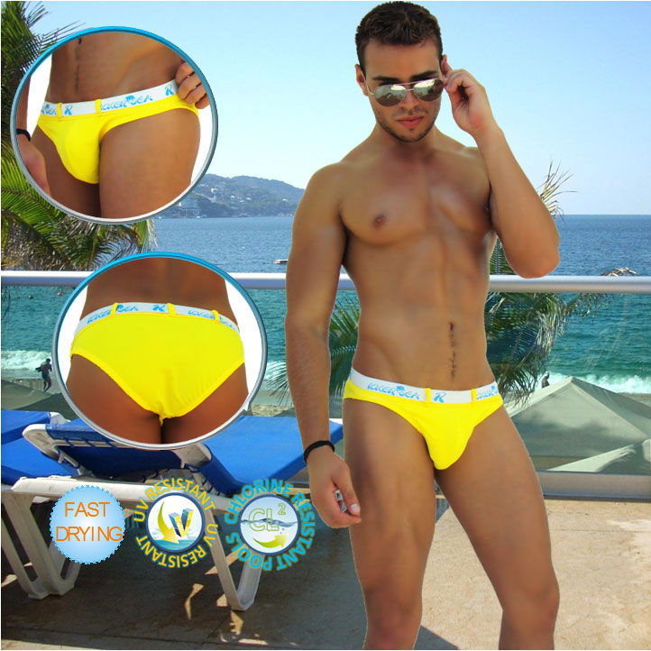 Icker Sea Sailor Belted Logo Slip Bikini Swimwear Mango/White COB-14-MS01 - DealByEthan.gay loves Icker Sea