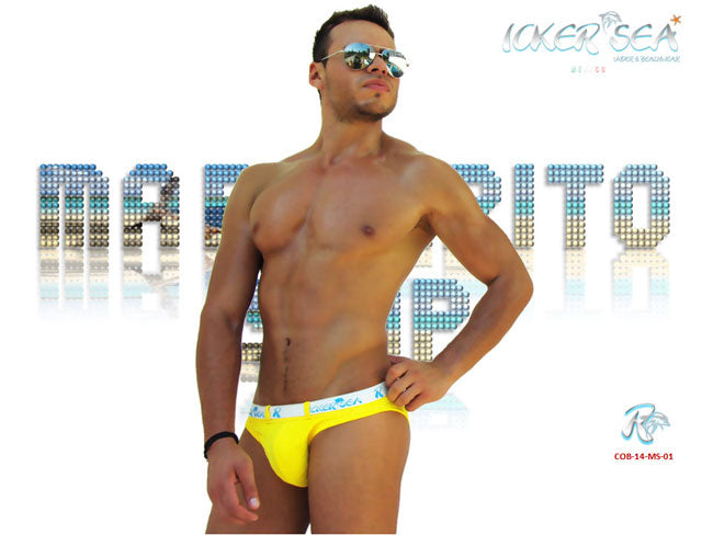 Icker Sea Sailor Belted Logo Slip Bikini Swimwear Mango/White COB-14-MS01 - DealByEthan.gay loves Icker Sea