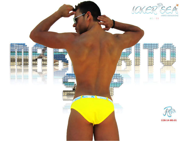 Icker Sea Sailor Belted Logo Slip Bikini Swimwear Mango/White COB-14-MS01 - DealByEthan.gay loves Icker Sea