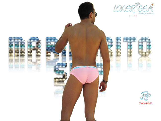 Icker Sea Sailor Belted Logo Slip Bikini Swimwear Pink/White COB-14-MS05 - DealByEthan.gay loves Icker Sea