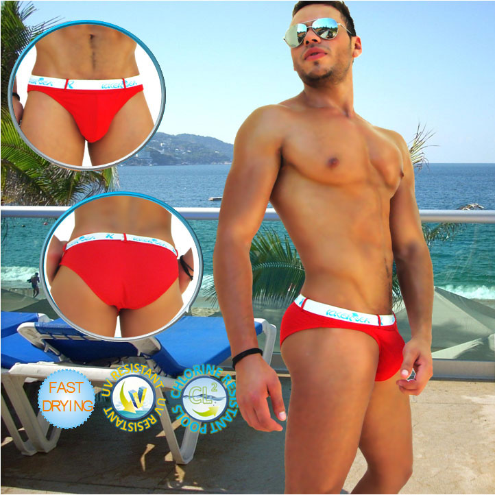 Icker Sea Sailor Belted Logo Slip Bikini Swimwear Red/White COB-14-MS02 - DealByEthan.gay loves Icker Sea