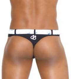Icker Sea Sailor Belted Logo Tanga Thong Swimwear Black COB-13-07 - DealByEthan.gay loves Icker Sea