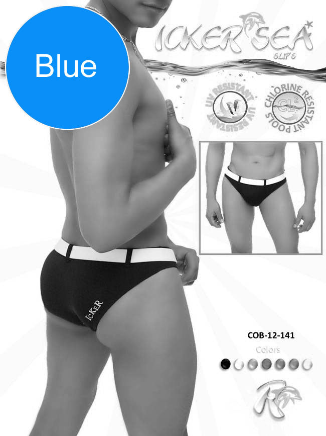 Icker Sea Sailor Belted Slip Bikini Swimwear Blue/White COB-12-141 - DealByEthan.gay loves Icker Sea