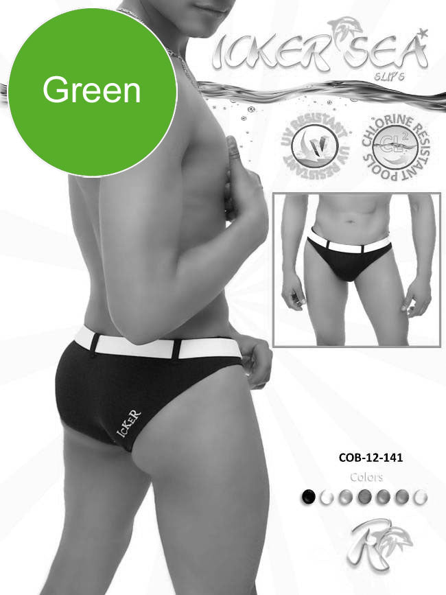 Icker Sea Sailor Belted Slip Bikini Swimwear Green/White COB-12-141 - DealByEthan.gay loves Icker Sea