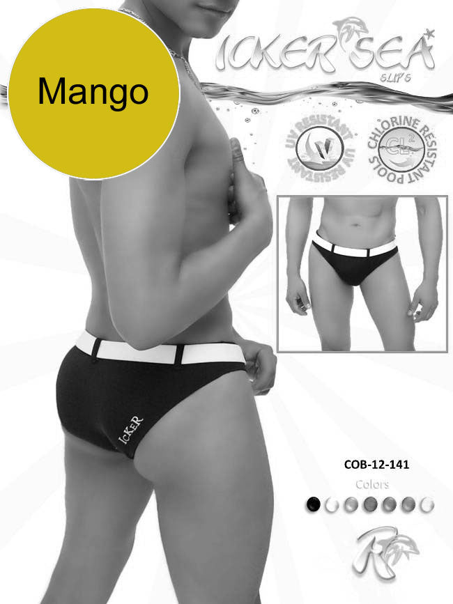 Icker Sea Sailor Belted Slip Bikini Swimwear Mango/White COB-12-141 - DealByEthan.gay loves Icker Sea