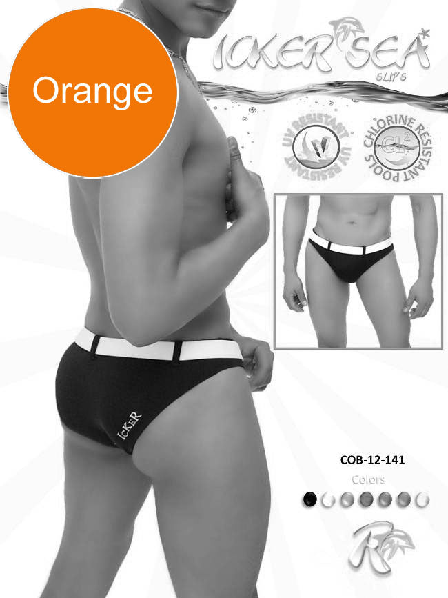 Icker Sea Sailor Belted Slip Bikini Swimwear Orange/White COB-12-141 - DealByEthan.gay loves Icker Sea