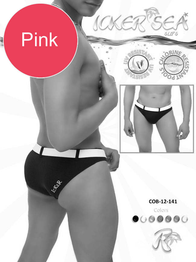 Icker Sea Sailor Belted Slip Bikini Swimwear Pink/White COB-12-141 - DealByEthan.gay loves Icker Sea