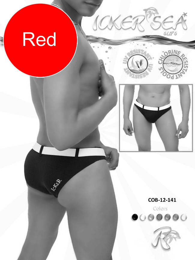 Icker Sea Sailor Belted Slip Bikini Swimwear Red/White COB-12-141 - DealByEthan.gay loves Icker Sea