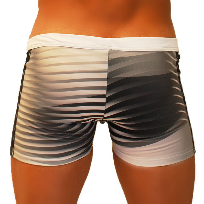 Icker Sea Steel Lines Square Cut Trunk Swimwear Grey COB-19-09 - DealByEthan.gay loves Icker Sea