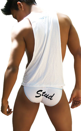 Icker Sea Stud Large Armhole Tank Top T Shirt White/Black CA-16-ST-45 - DealByEthan.gay loves Icker Sea