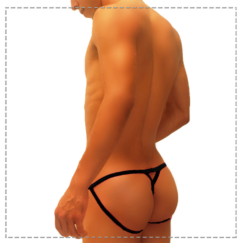 Icker Sea Superhero Stripe Cut Out Jock G String Underwear Black COI-19-02 - DealByEthan.gay loves Icker Sea