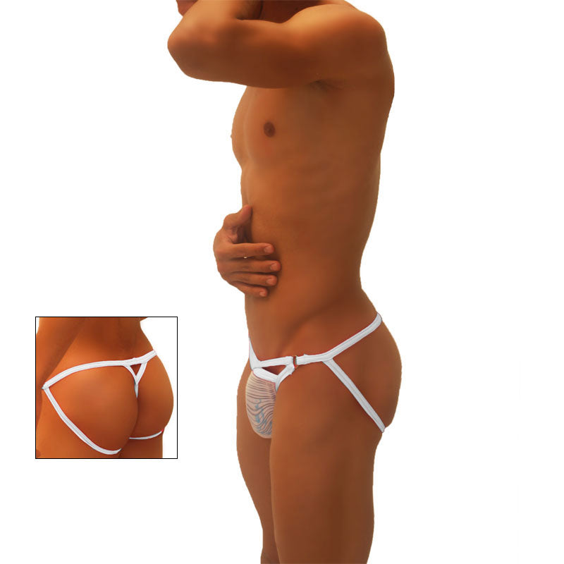 Icker Sea Superhero Stripe Cut Out Jock G String Underwear White COI-19-02 - DealByEthan.gay loves Icker Sea
