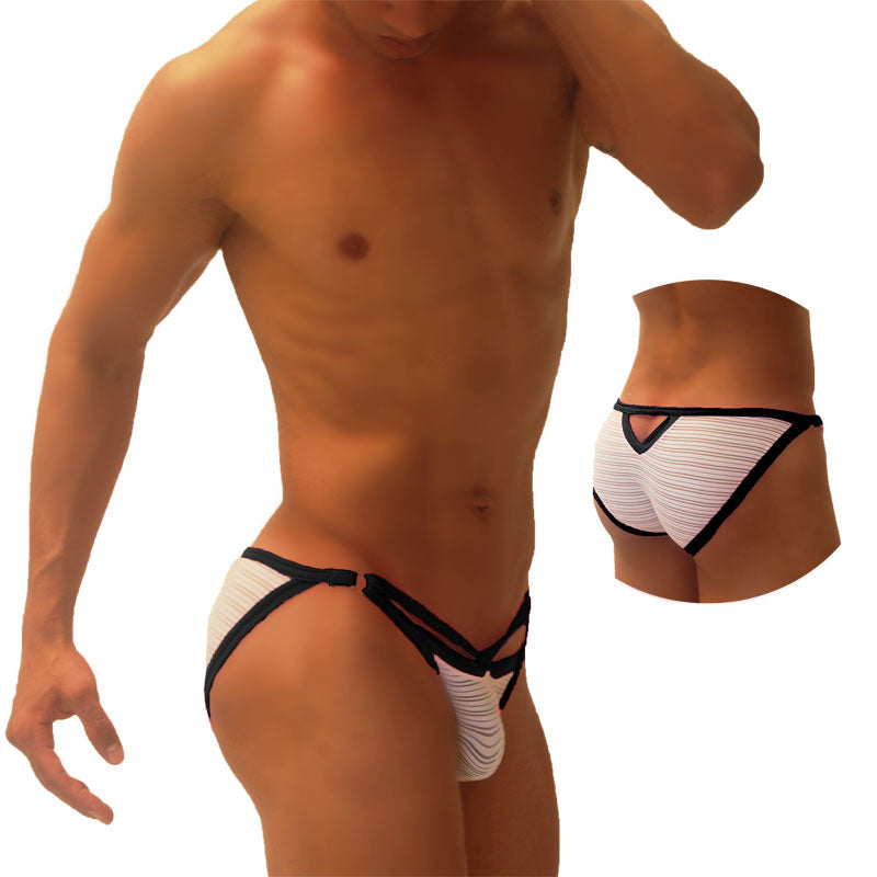 Icker Sea Superhero Stripe Cut Out Micro Slip Bikini Underwear Black COI-19-01 - DealByEthan.gay loves Icker Sea