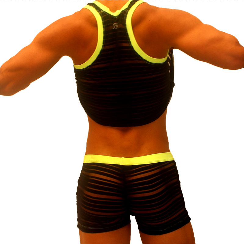 Icker Sea Transparent Lines Stripes Tank Top & Boxer Brief Pyjama Set Black PJ-19-01 - DealByEthan.gay loves Icker Sea