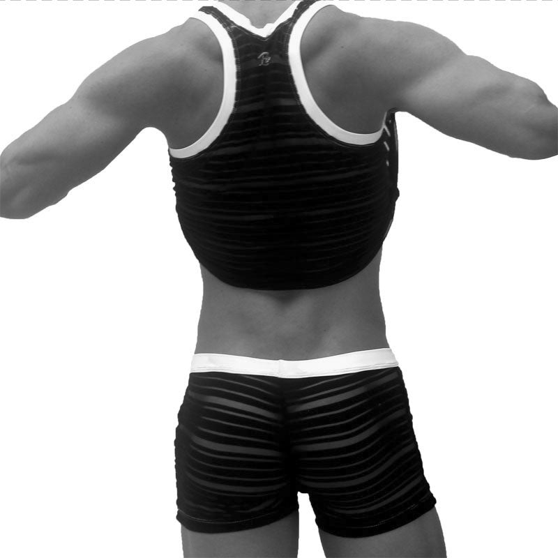 Icker Sea Transparent Lines Stripes Tank Top & Boxer Brief Pyjama Set Fuchsia PJ-19-01 - DealByEthan.gay loves Icker Sea