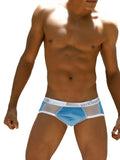 Light blue and white icker sea weekly contrast panel brief underwear with mesh panel design and breathable fabric