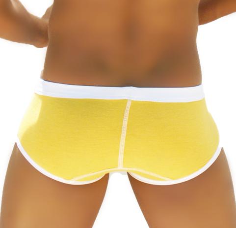 Icker Sea Weekly Contrast Panel Brief Underwear Mango/White WK-13-03 - DealByEthan.gay loves Icker Sea