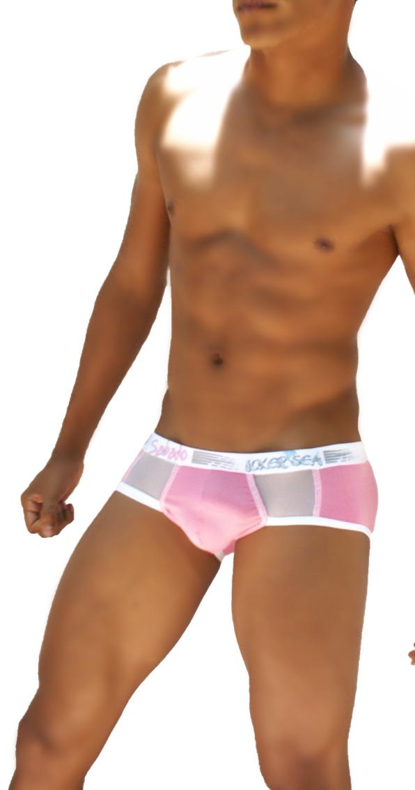 Icker Sea Weekly Contrast Panel Brief Underwear Pink/White WK-13-06 - DealByEthan.gay loves Icker Sea