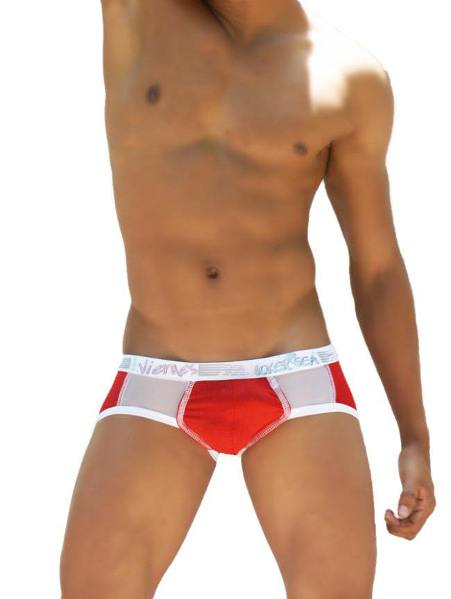 Icker Sea Weekly Contrast Panel Brief Underwear Red/White WK-13-05 - DealByEthan.gay loves Icker Sea