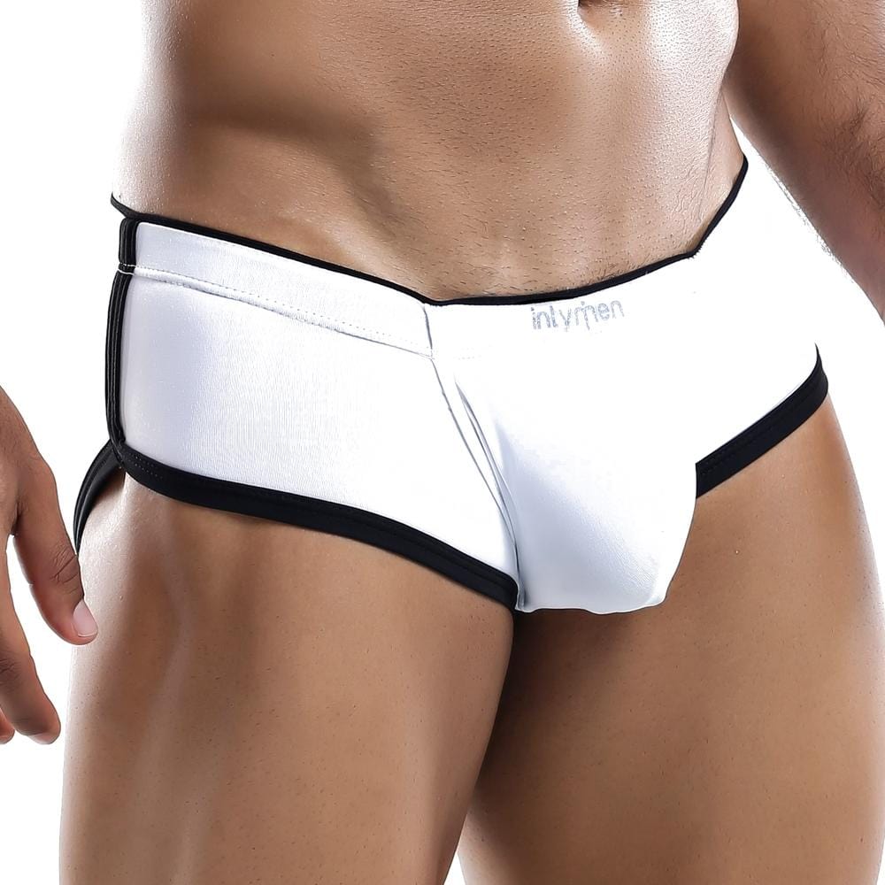 Intymen ing042 boxer trunk briefs in white and black with a sleek form fitting design for comfortable wear