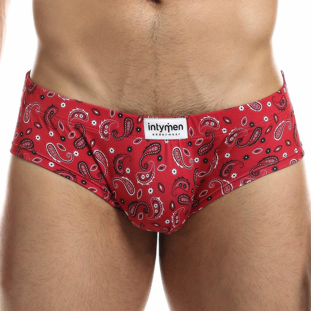 Intymen ing067 boxer trunk red bandana patterned men’s briefs with black and white accents and intymen label