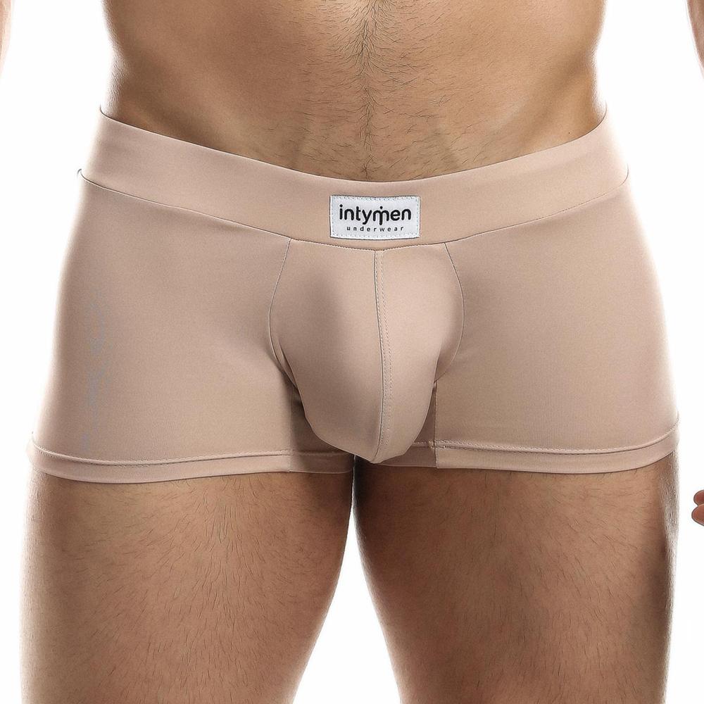 Intymen ING069 beige boxer trunk underwear with smooth fabric, form-fitting design, and supportive central pouch