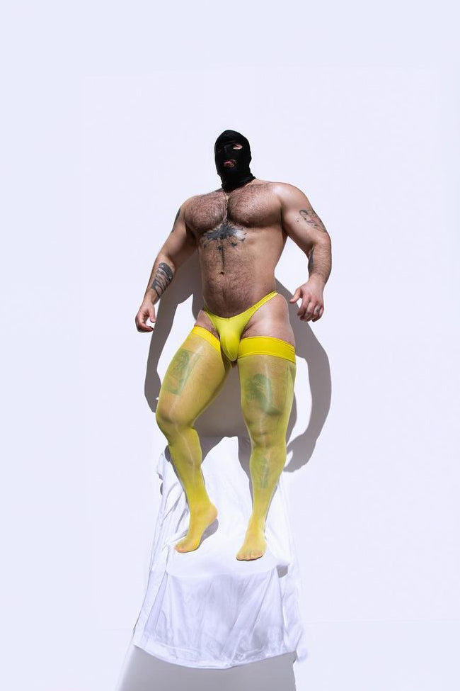 JJ Malibu Allure Roll-Up Stockings - Banana Yellow - DealByEthan.gay loves JJ Malibu