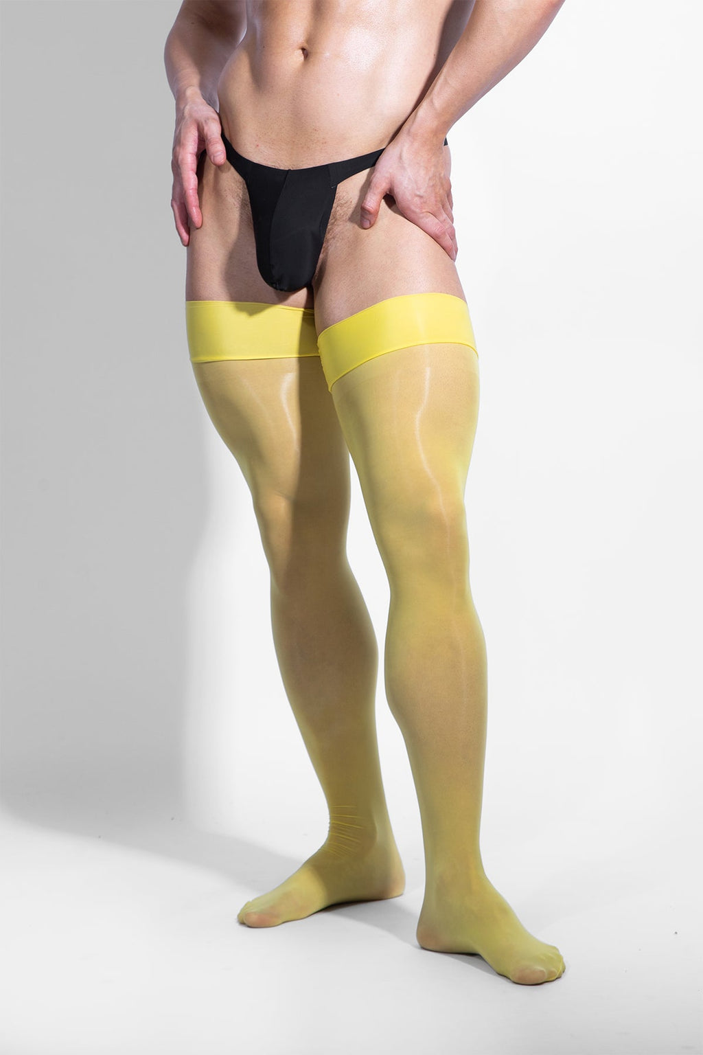 JJ Malibu Allure Roll-Up Stockings - Banana Yellow - DealByEthan.gay loves JJ Malibu
