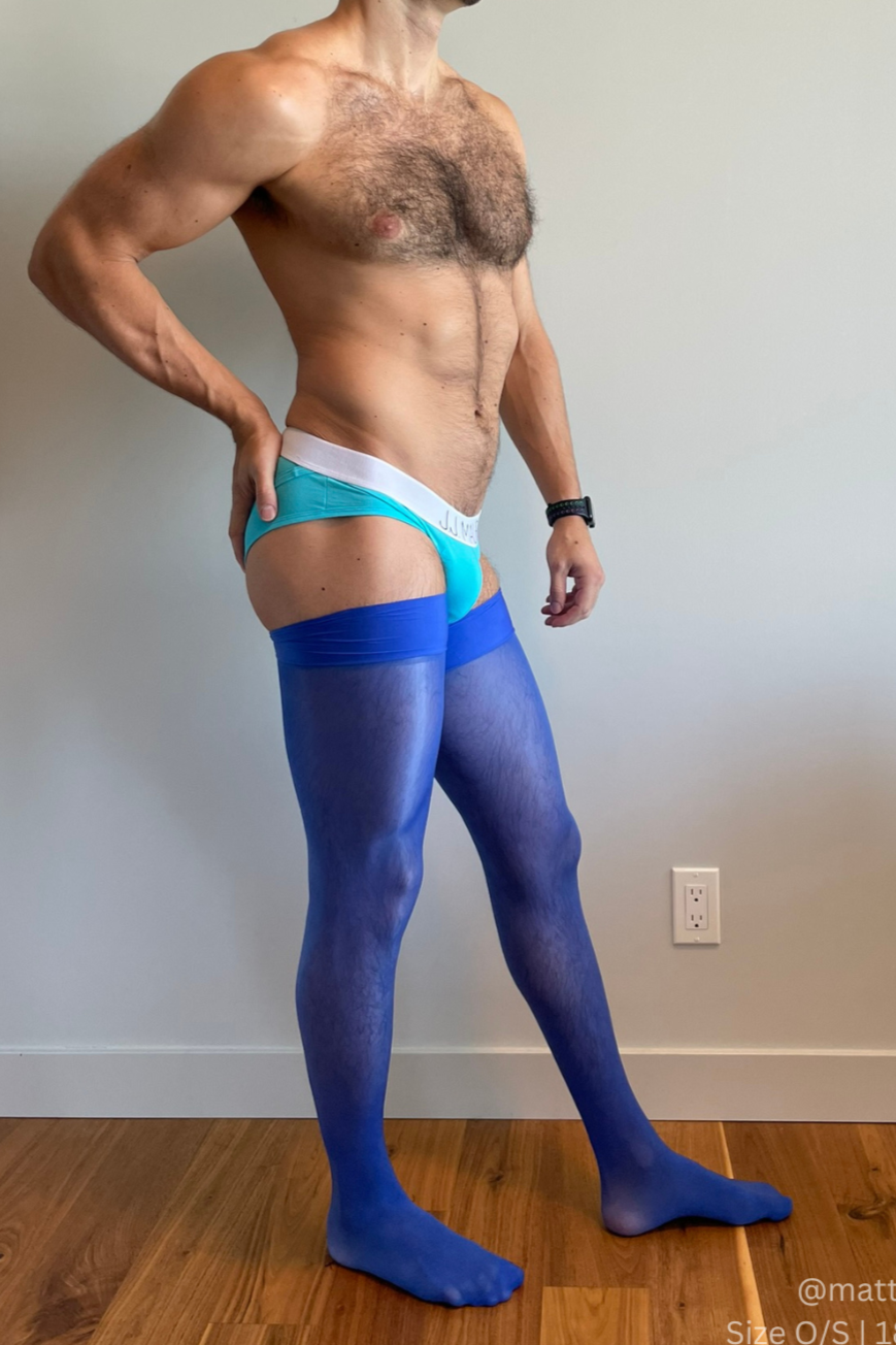 JJ Malibu Allure Roll-Up Stockings - Neon Blue - DealByEthan.gay loves JJ Malibu