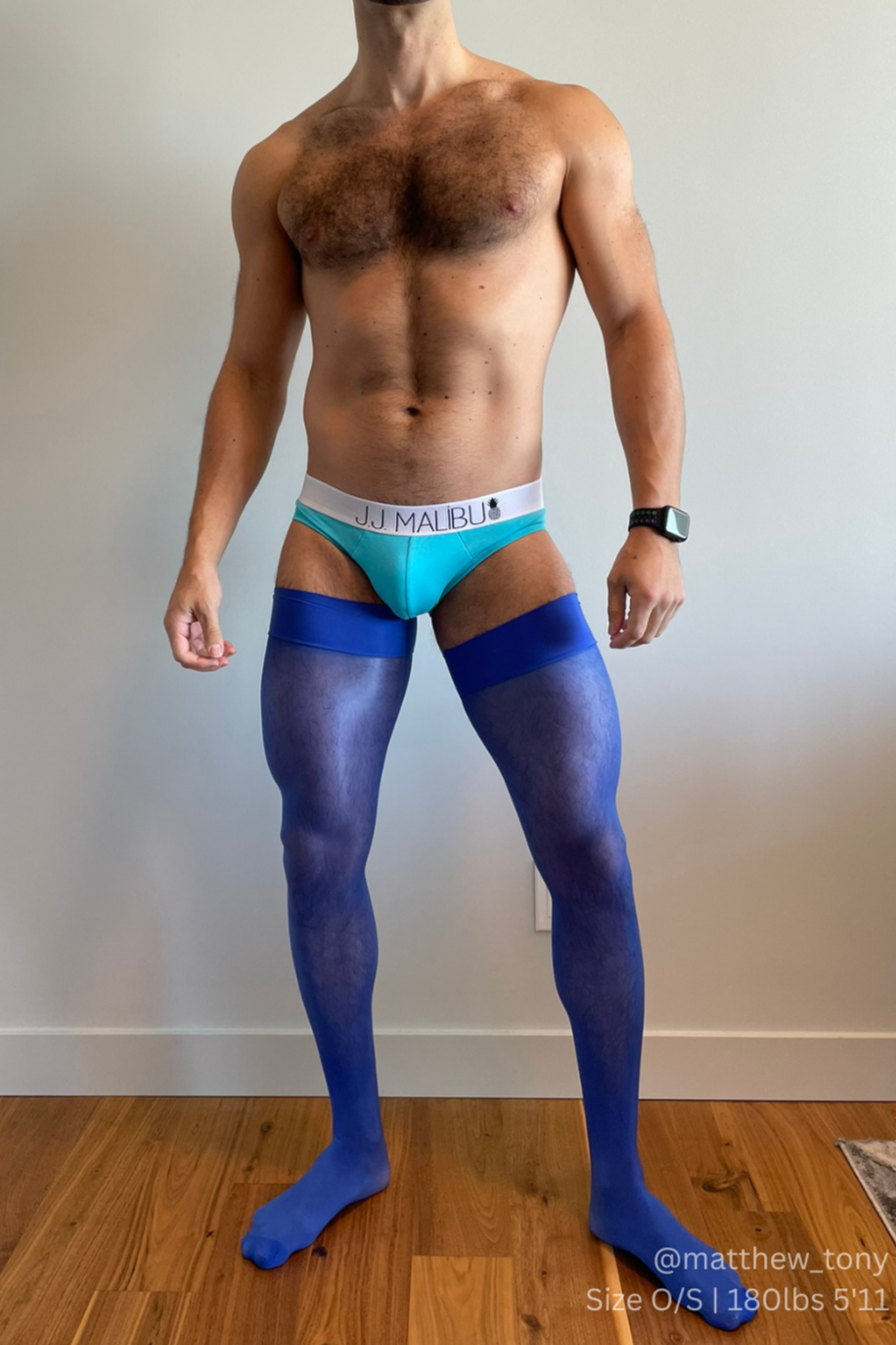 JJ Malibu Allure Roll-Up Stockings - Neon Blue - DealByEthan.gay loves JJ Malibu