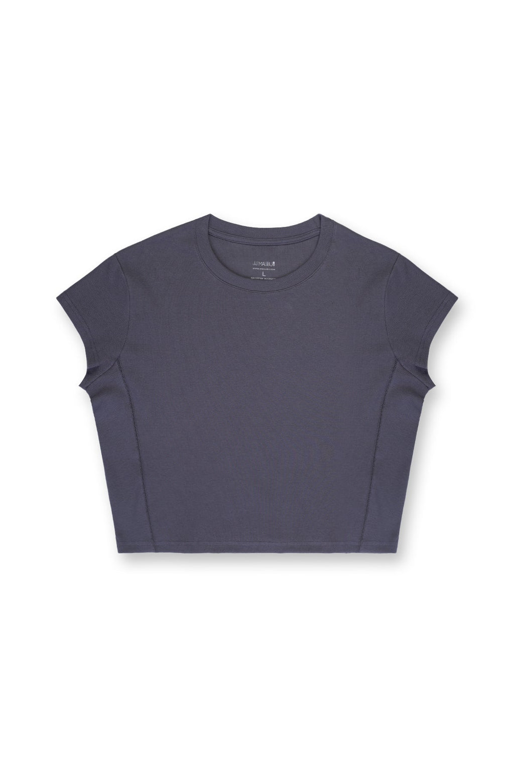 JJ Malibu Cap Sleeve Rib Knit Crop Top - Storm Grey - DealByEthan.gay loves JJ Malibu