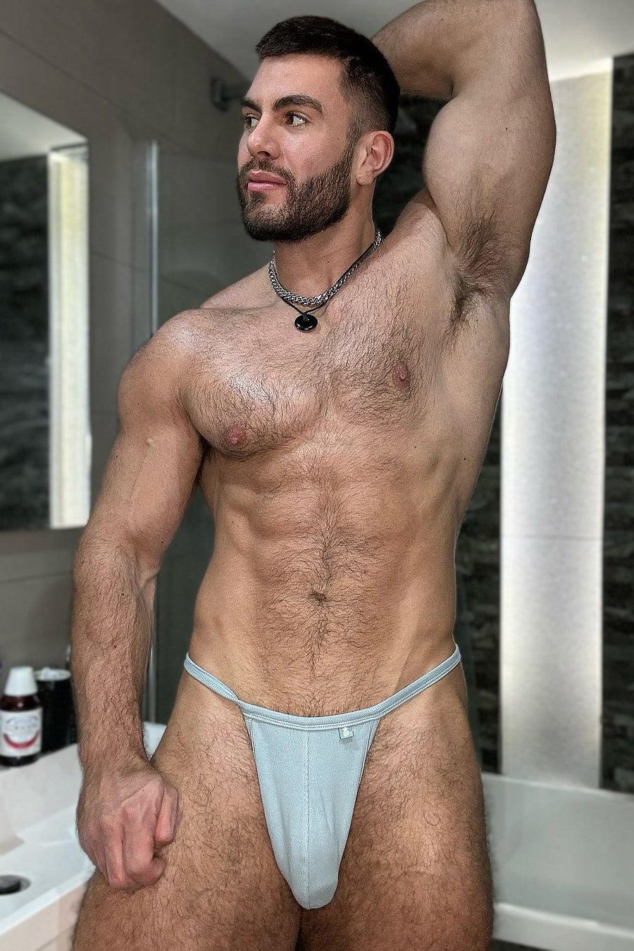 JJ Malibu Classic G-String Thong Ribbed - Glacier Grey - DealByEthan.gay loves JJ Malibu