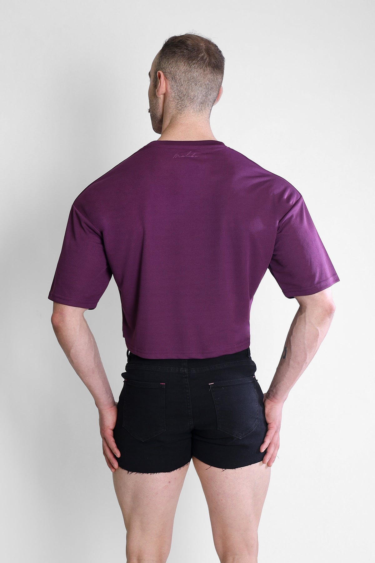 JJ Malibu Cool-Dry Oversized Relaxed Crop Top - Plum Purple - DealByEthan.gay loves JJ Malibu
