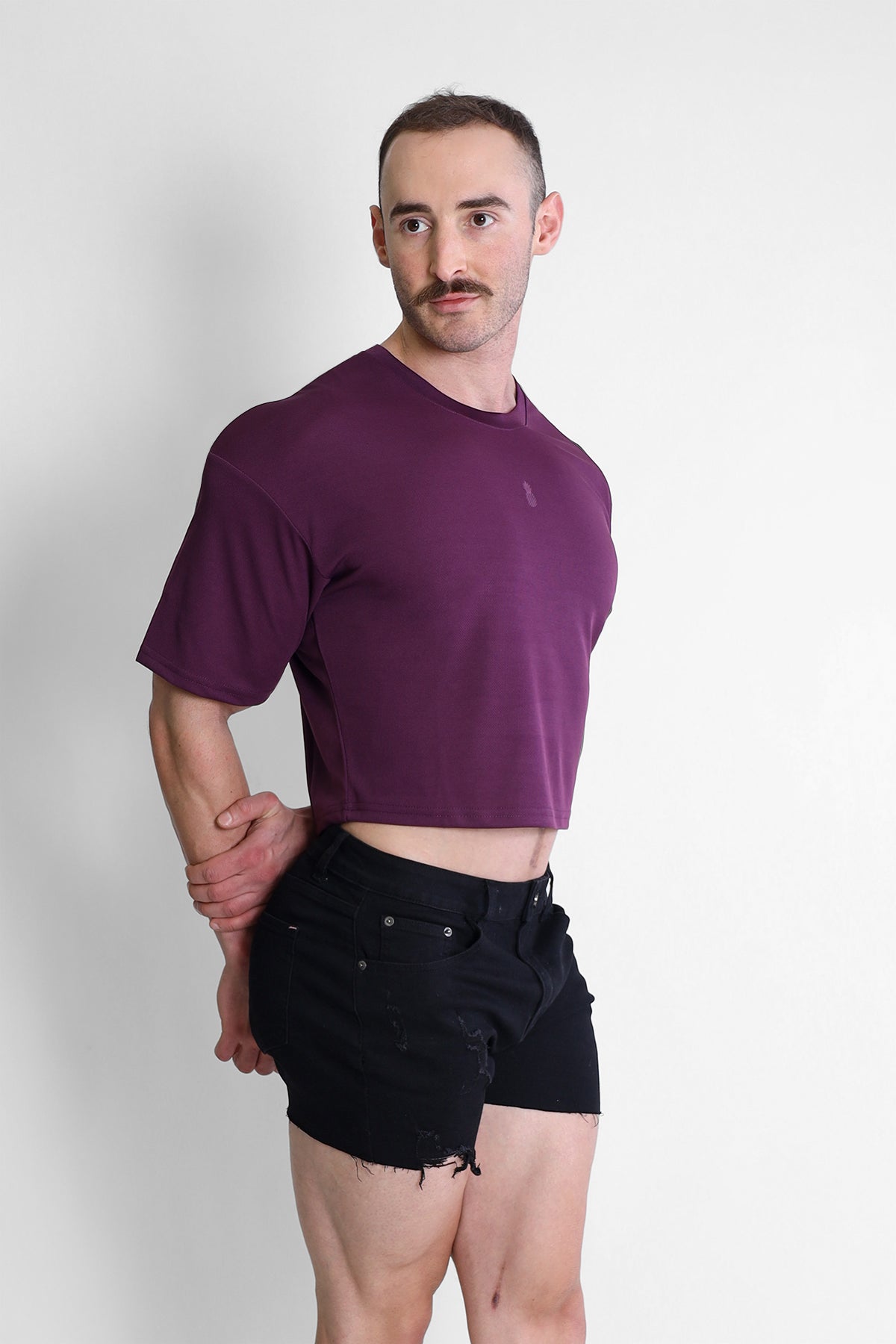 JJ Malibu Cool-Dry Oversized Relaxed Crop Top - Plum Purple - DealByEthan.gay loves JJ Malibu