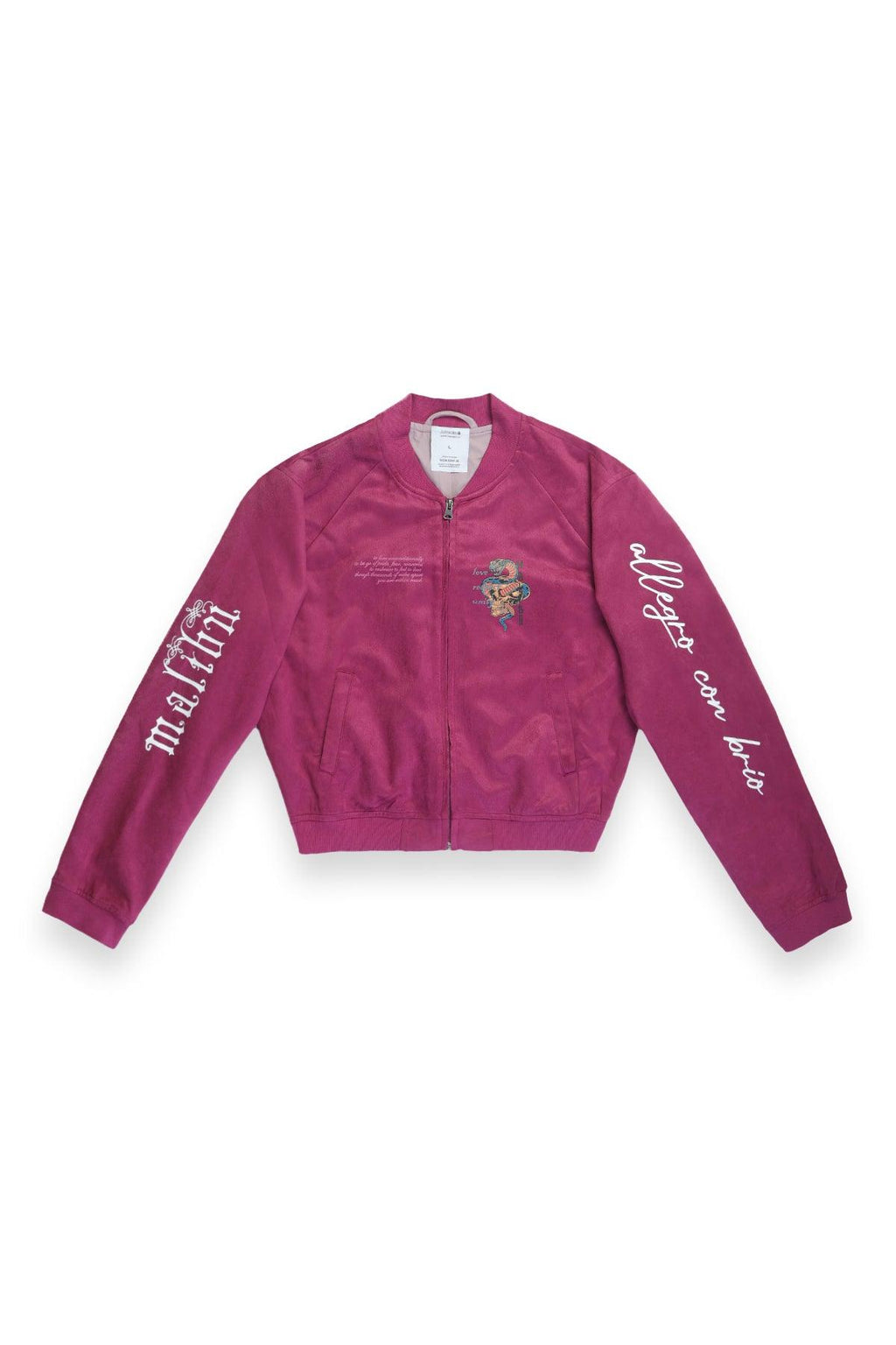 JJ Malibu Cropped Suede Bomber Jacket - Magenta - DealByEthan.gay loves JJ Malibu