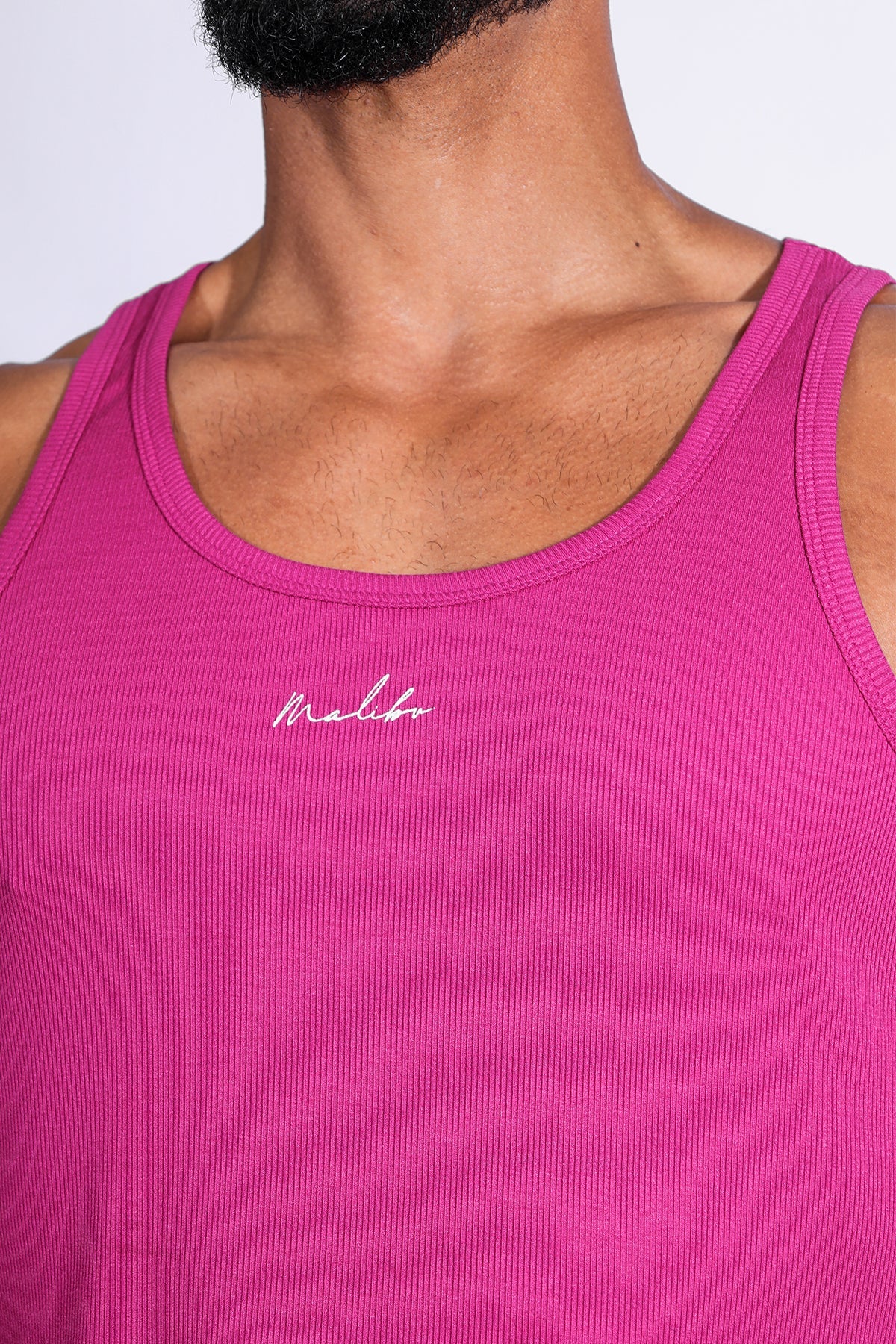 JJ Malibu Dreamy Muscle Fit Ribbed Cropped Tank - Dark Pink - DealByEthan.gay loves JJ Malibu