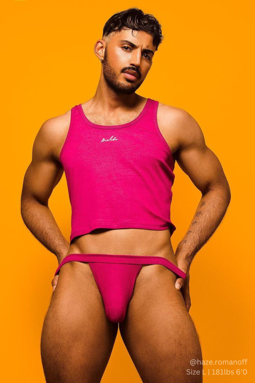 JJ Malibu Dreamy Muscle Fit Ribbed Cropped Tank - Dark Pink - DealByEthan.gay loves JJ Malibu