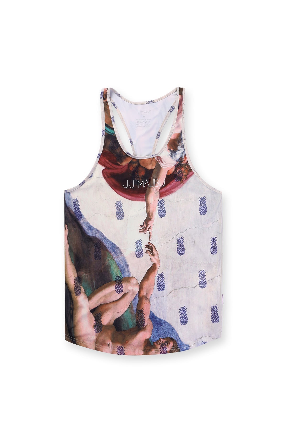 JJ Malibu Feel-Me Scoop Bottom Tank - Hands w/ Pineapple Print - DealByEthan.gay loves JJ Malibu