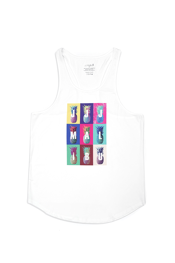 JJ Malibu Feel-Me Scoop Bottom Tank - Multicolor Pineapple - DealByEthan.gay loves JJ Malibu