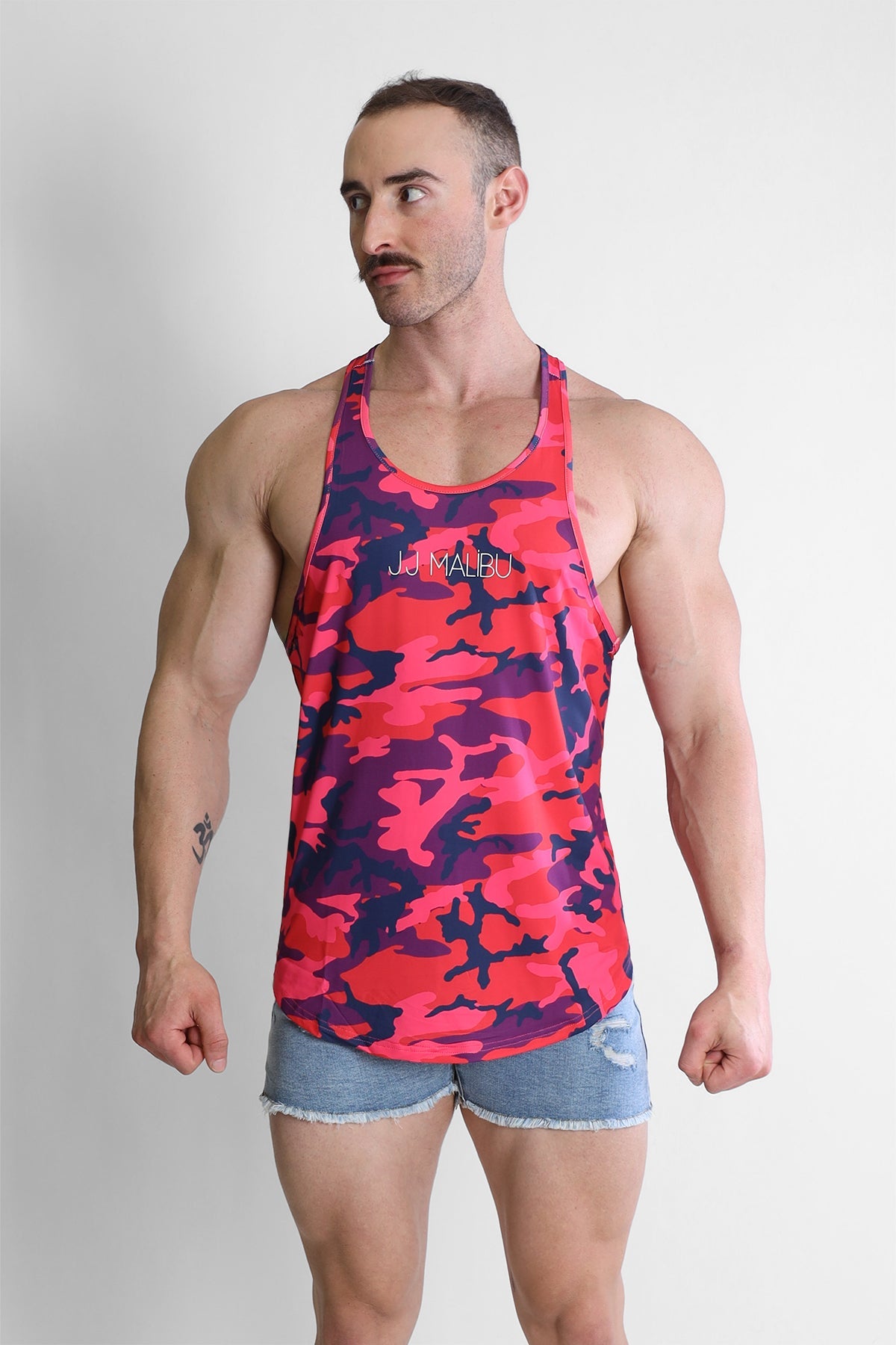 JJ Malibu Feel-Me Scoop Bottom Tank - Purple Camo - DealByEthan.gay loves JJ Malibu