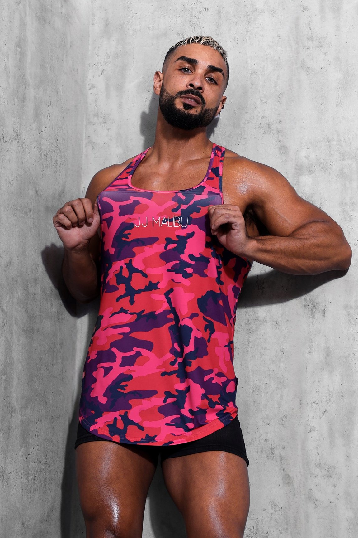 JJ Malibu Feel-Me Scoop Bottom Tank - Purple Camo - DealByEthan.gay loves JJ Malibu