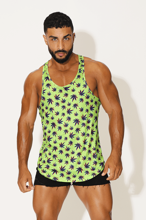 JJ Malibu Feel-Me Scoop Bottom Tank - Weed - DealByEthan.gay loves JJ Malibu